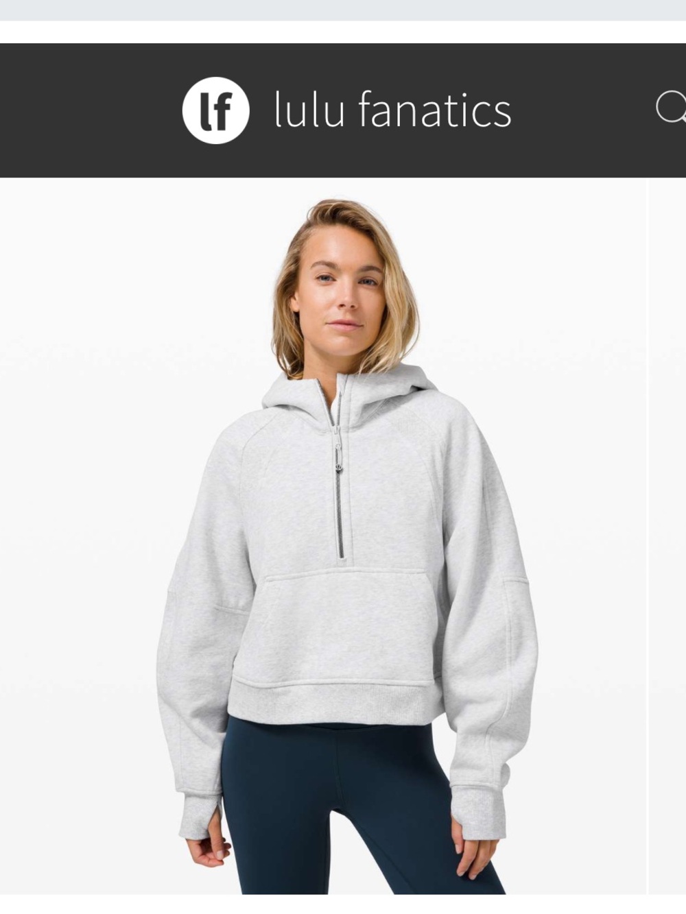 Lululemon Scuba Oversized 1/2 Zip Hoodie Sz M/L Heathered Core Ultra Light Grey